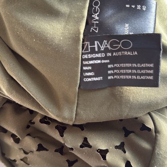 Zhivago Salvation Velvet Laser Cut Midi Dress Green Size US Size 4 - Picture 11 of 11